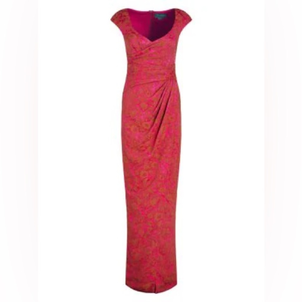 Couture Prom Dress? Theia Couture Barbara Jacquard Column Gown - Fuschia Size 14
